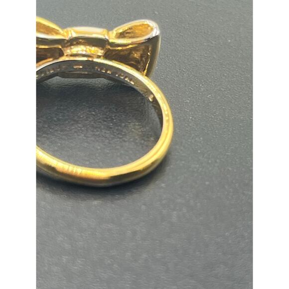 Kate Spade New York Take A Bow Cream Enamel Gold Plated Ring Sz 6.5 - Picture 5 of 10